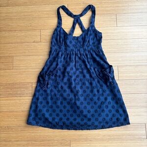 DKNY vintage y2k navy dot cotton babydoll dress with pockets